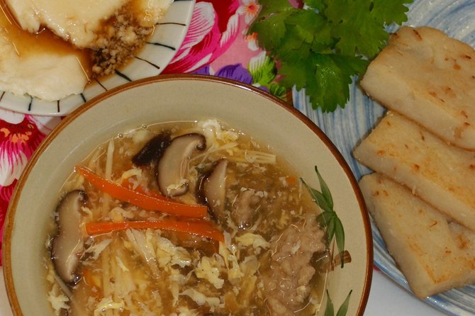 Turnip cake, Pork thick soup, Tofu pudding. Taiwan Traditional Light Meals Experience-C (Taipei Cooking Class) - How much food to expect, and how to prepare your day